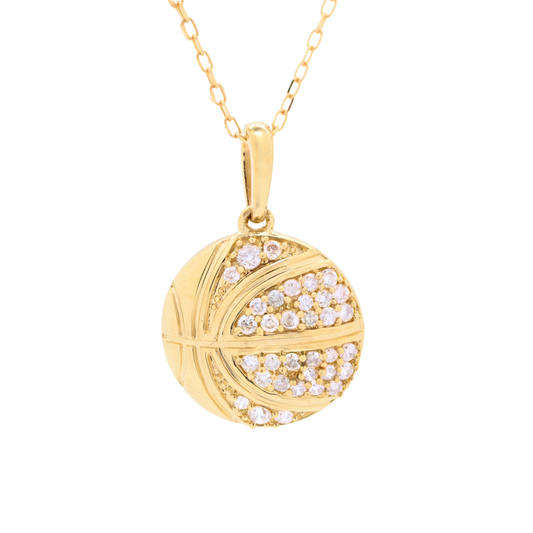 K18 Yellow Gold & Diamonds Basketball Pendant
