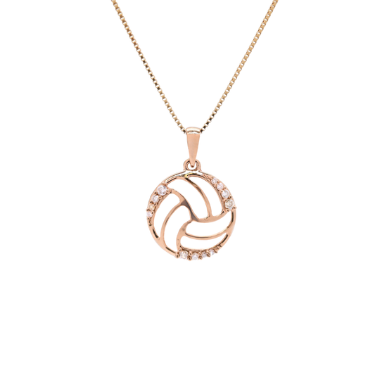 K18 Pink Gold & Diamonds Volleyball Pendant