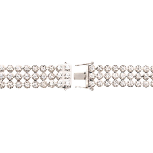 18K White Gold Triple-Row Diamond Tennis Bracelet
