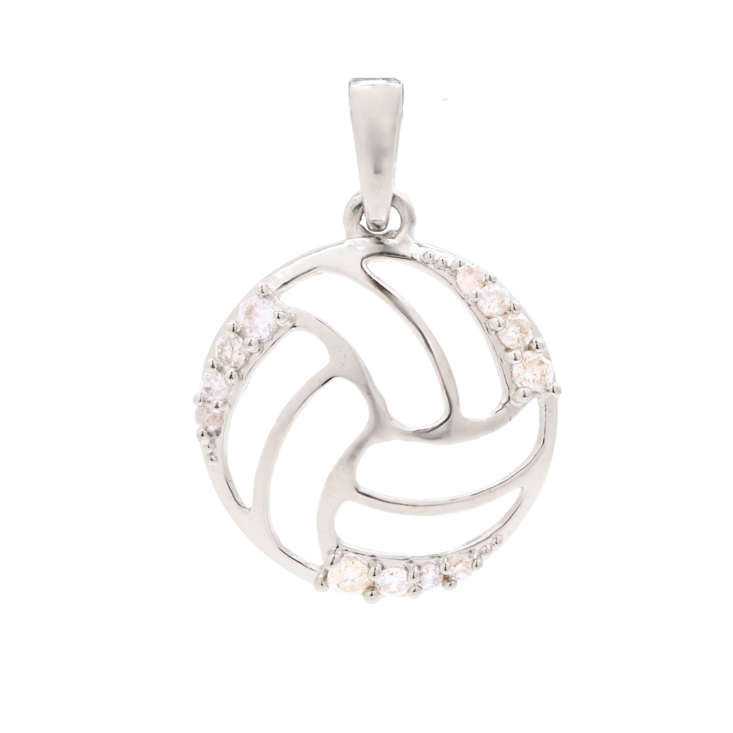 K18 White Gold & Diamonds Volleyball Pendant