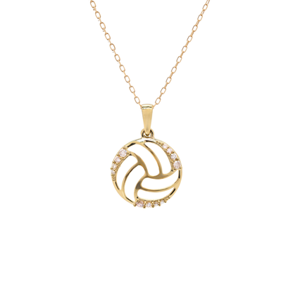 K18 Yellow Gold & Diamonds Volleyball Pendant