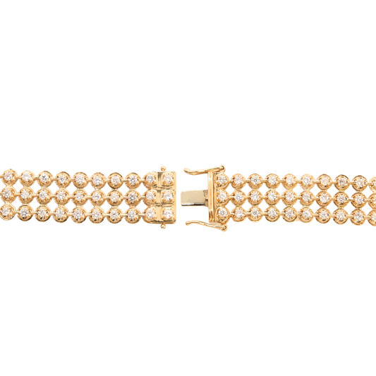 18K Yellow Gold Triple-Row Diamond Tennis Bracelet
