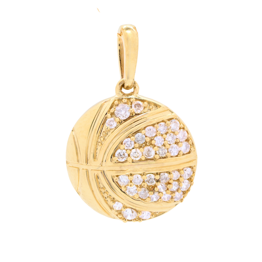 K18 Yellow Gold & Diamonds Basketball Pendant