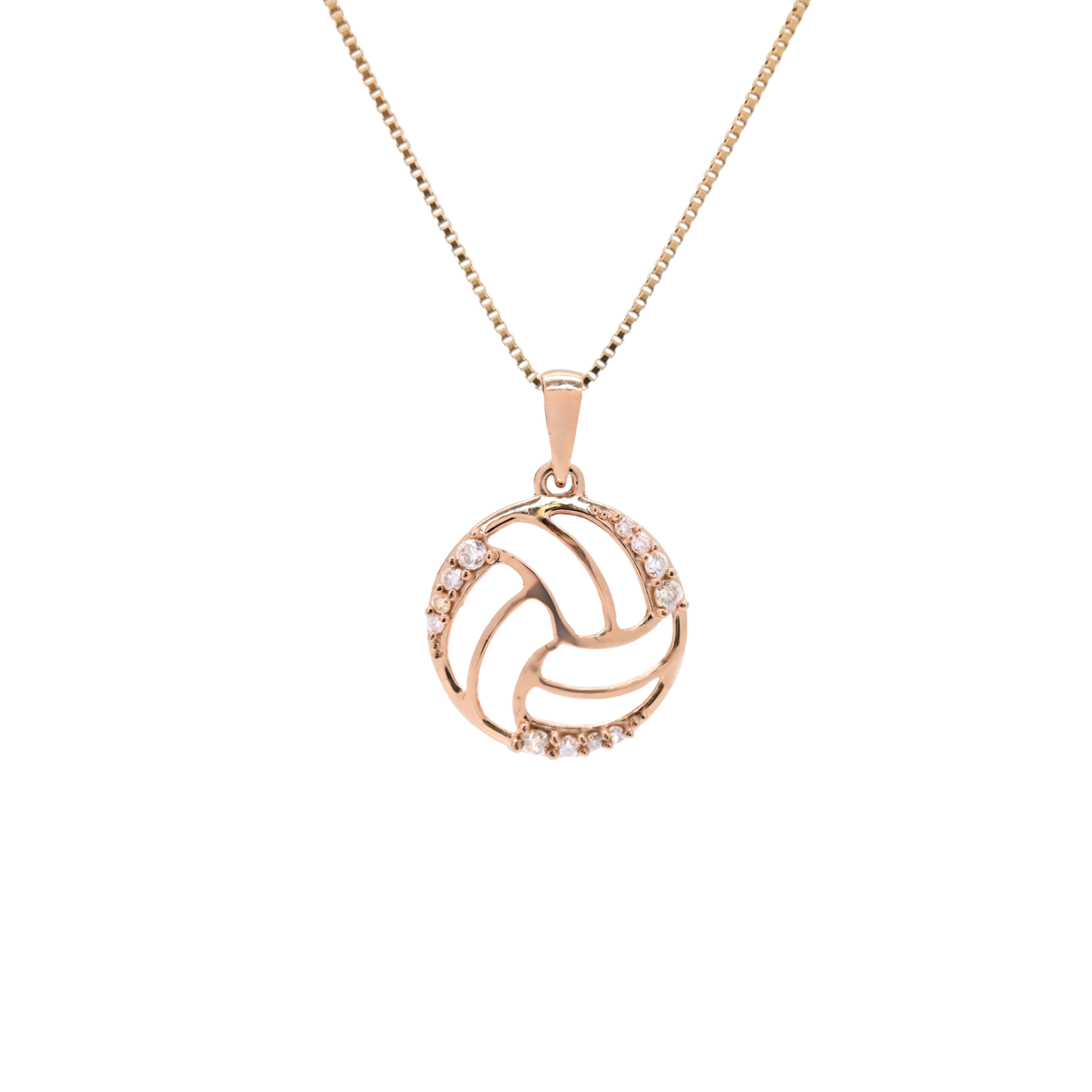 K18 Pink Gold & Diamonds Volleyball Pendant