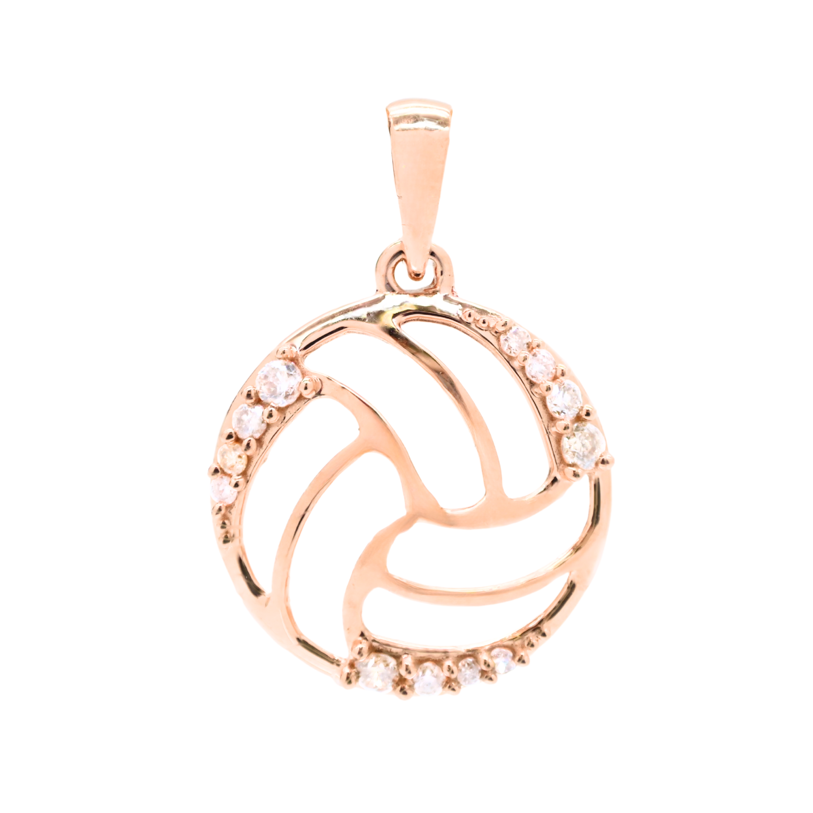 K18 Pink Gold & Diamonds Volleyball Pendant