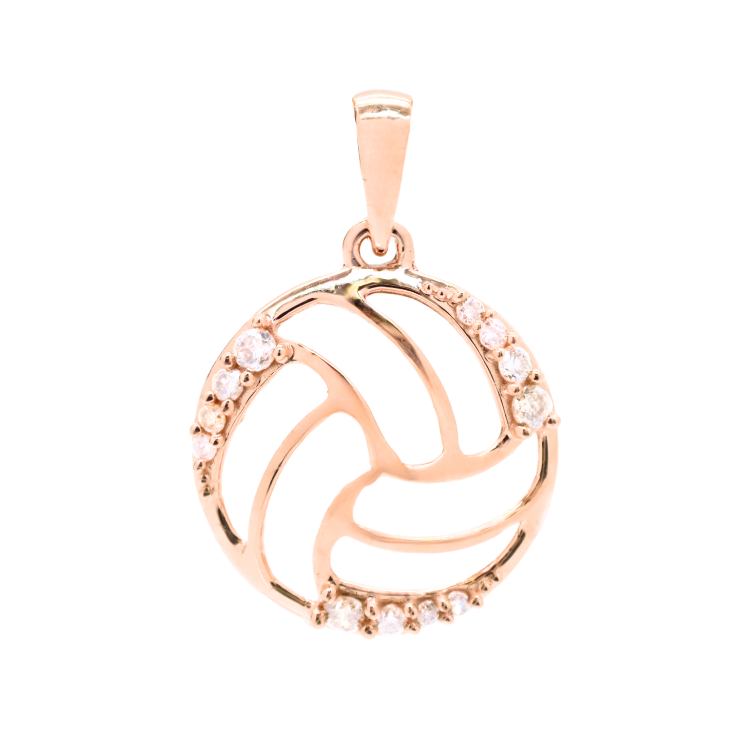 K18 Pink Gold & Diamonds Volleyball Pendant
