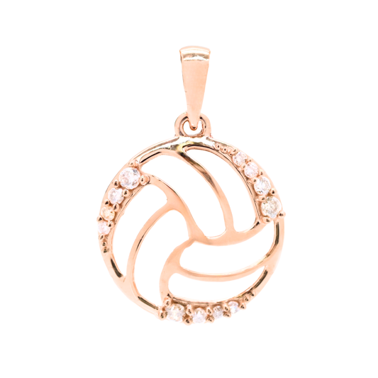 K18 Pink Gold & Diamonds Volleyball Pendant