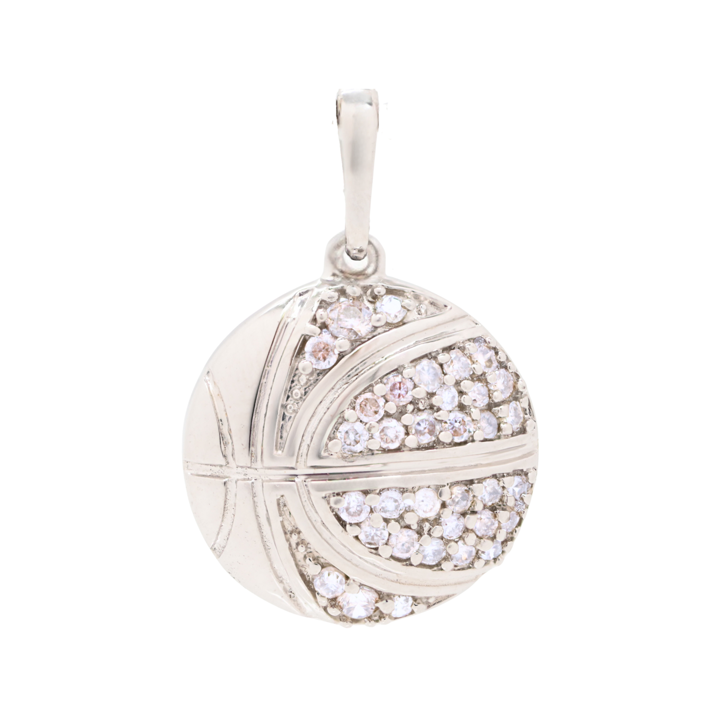 K18 White Gold & Diamonds Basketball Pendant