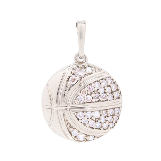 K18 White Gold & Diamonds Basketball Pendant