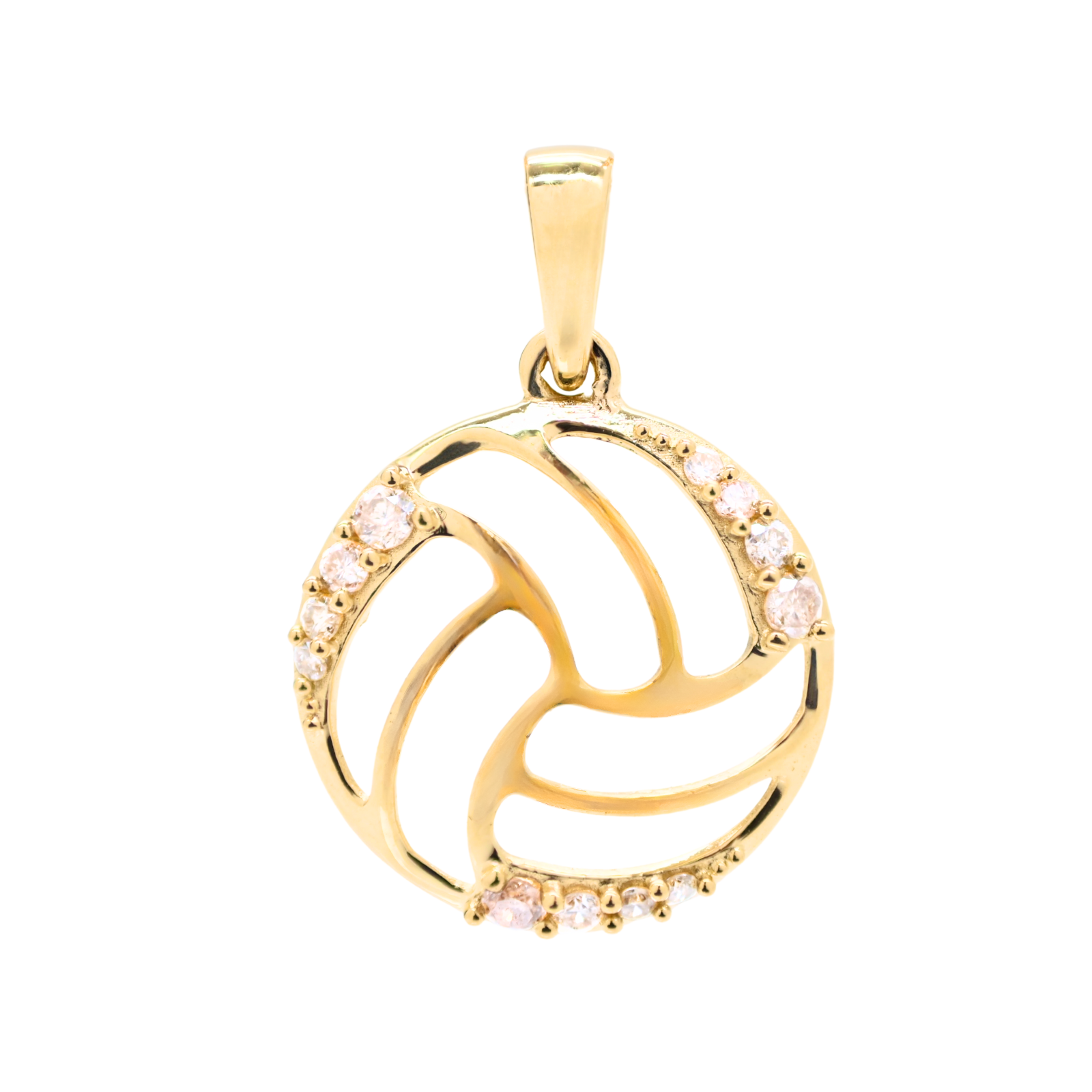 K18 Yellow Gold & Diamonds Volleyball Pendant