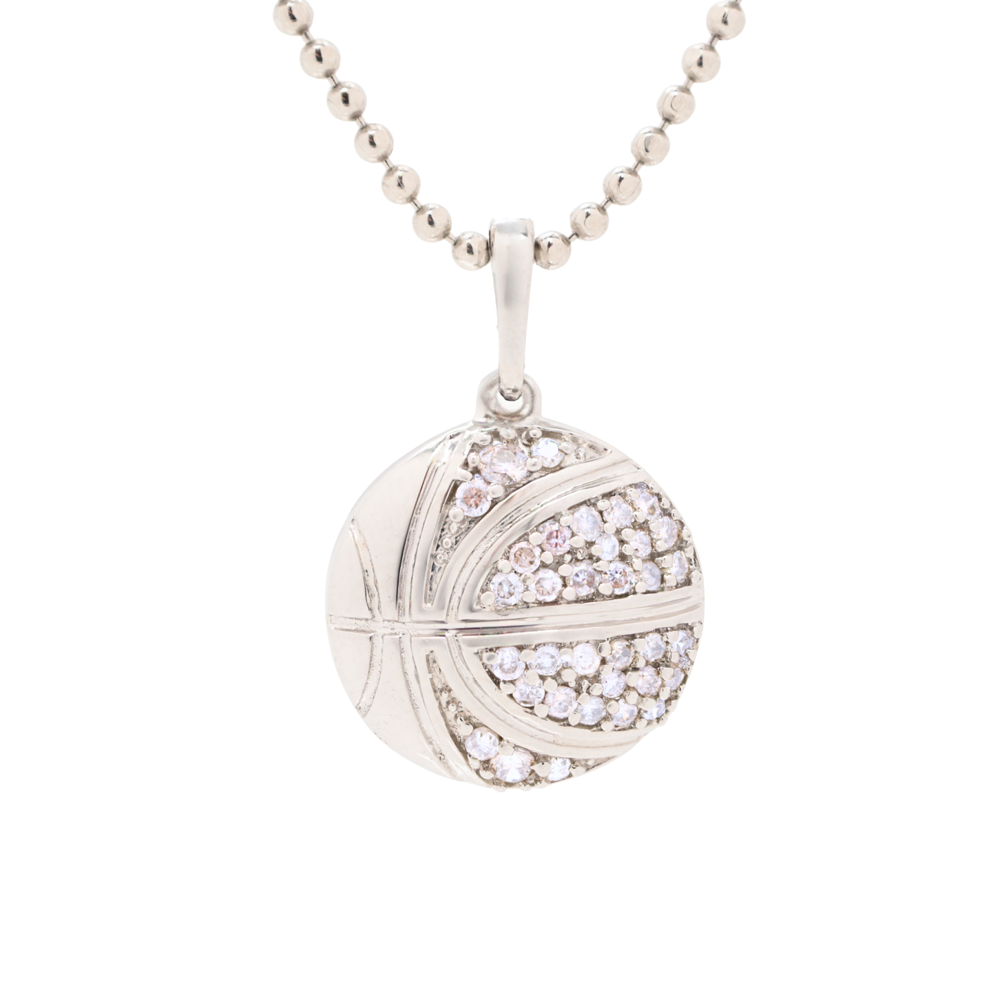 K18 White Gold & Diamonds Basketball Pendant