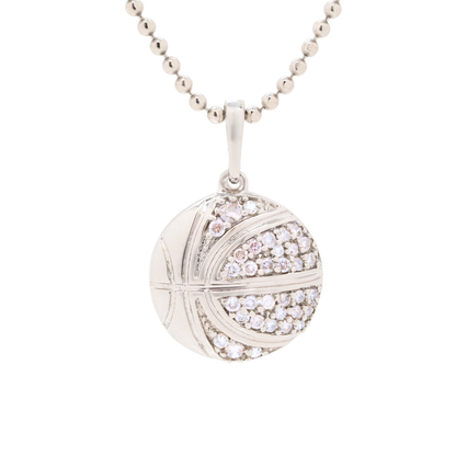 K18 White Gold & Diamonds Basketball Pendant