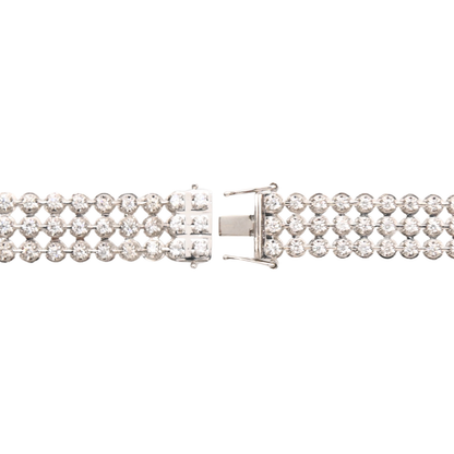 18K White Gold Triple-Row Diamond Tennis Bracelet